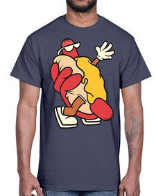 Walking hotdog 262#- cartoon food- Cotton Tee