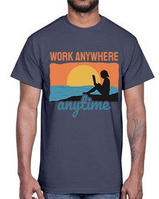 Work Anywhere Anytime 2#- internet- Cotton Tee
