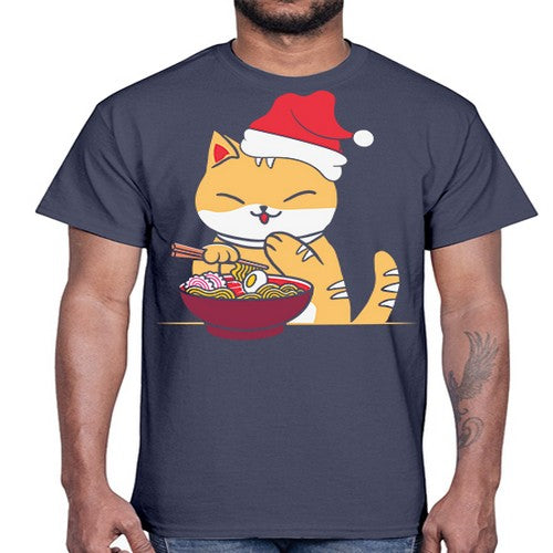 Xmas Kawaii Anime Shiba Inu Eating Ramen 289#- anime- Cotton Tee