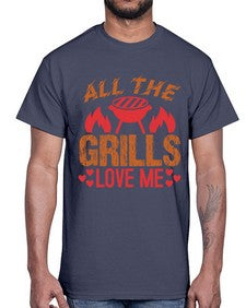 all the grills love me 17#- bbq- Cotton Tee