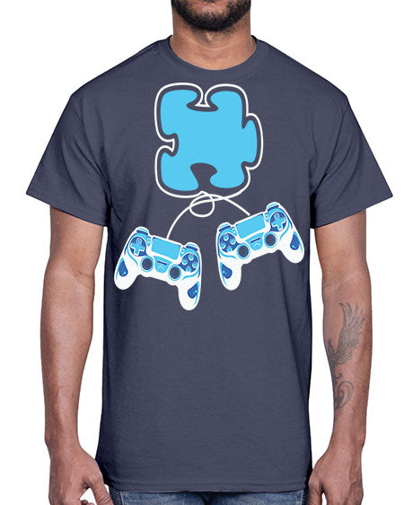 autism awareness gamer puzzle piece 11#- autism- Cotton Tee