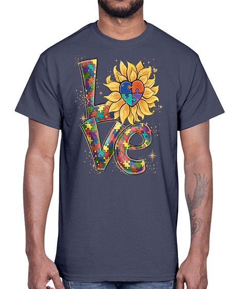 autism love sunflower- autism- Cotton Tee