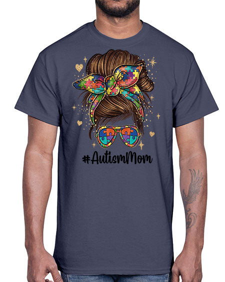 autism mom 3#- autism- Cotton Tee
