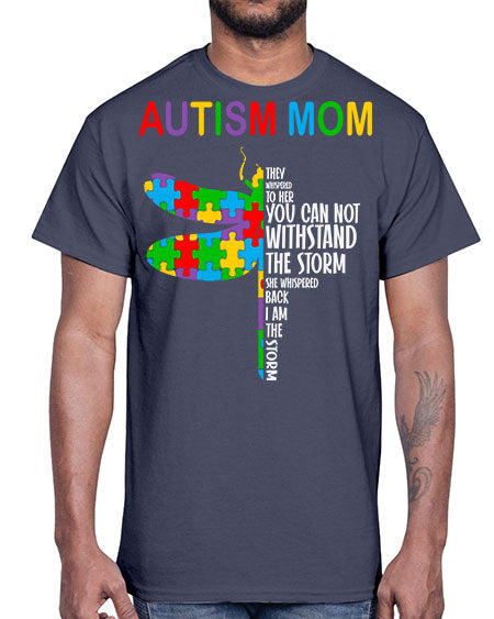 autism mom dragonfly puzzle pieces 47#- autism- Cotton Tee