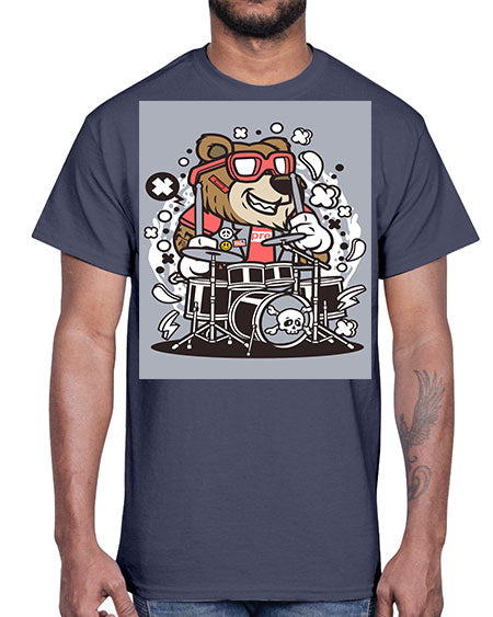 bear drummer 33#- bears - animals- Cotton Tee