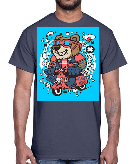 bear scooterist 41#- bears - animals- Cotton Tee