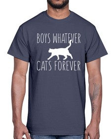 boys whatever cats forever- cats- Cotton Tee