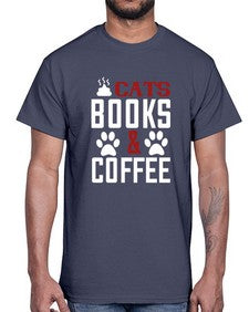 cats books and coffee Style 38#- cats- Cotton Tee