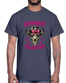 cowboy valentine western valentine 349#- western- Cotton Tee