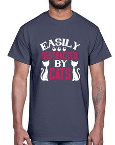easily distracted by cats Style 46#- cats- Cotton Tee