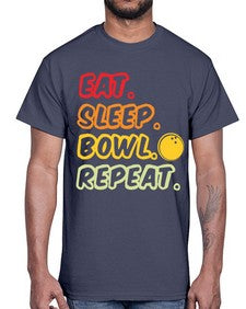 eat sleep bowl repeat 349#- bowling- Cotton Tee