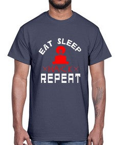 eat sleep hack repeat 48#- computer- Cotton Tee