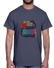 eat sleep school repeat 45#- general school- Cotton Tee