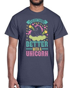 everything better with a unicorn 128#- unicorn- Cotton Tee