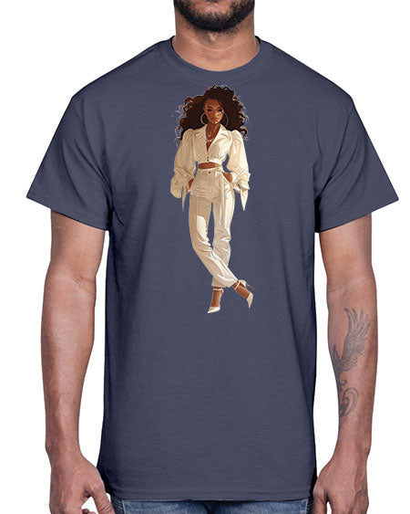 fashion girl in white 78#-  fashion- Cotton Tee