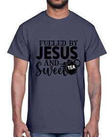 fueled by jesus and sweet tea 990#- tea- Cotton Tee