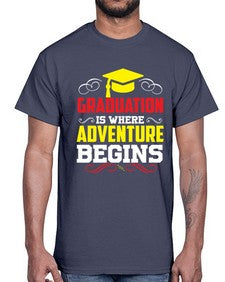 graduation is where adventure beings 226#- graduation- Cotton Tee