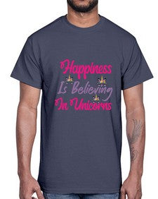 happiness is believing in unicorns 154#- unicorn- Cotton Tee