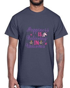 happiness is believing in unicorns 155#- unicorn- Cotton Tee