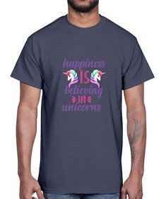 happiness is believing in unicorns 156#- unicorn- Cotton Tee