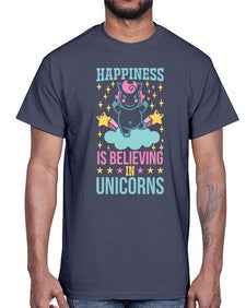 happiness is believing in unicorns 163#- unicorn- Cotton Tee