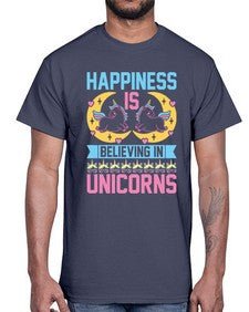 happiness is believing in unicorns 164#- unicorn- Cotton Tee