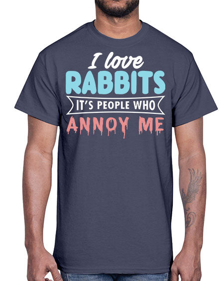 i love rabbits its people who annoy me- rabbit- Cotton Tee