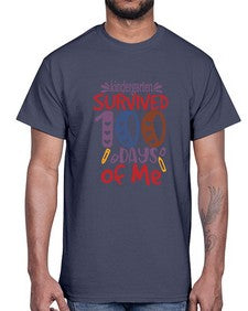 kindergarten grade survived one hundred days of me 423#- one hundred days- Cotton Tee