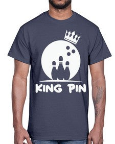 king pin bowling couples 712#- bowling- Cotton Tee