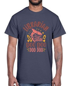 librarian shark doo doo 474#- librarian- Cotton Tee
