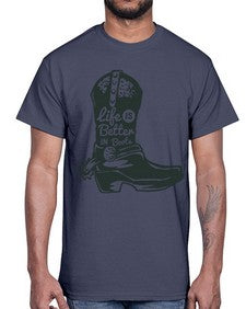 life is better in boots 730#- western- Cotton Tee
