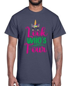 look whos four 261#- unicorn- Cotton Tee