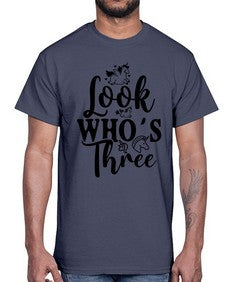 look whos three 265#- unicorn- Cotton Tee