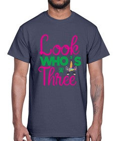 look whos three 266#- unicorn- Cotton Tee