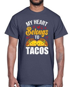 my heart belongs to tacos 1423#- tacos- Cotton Tee