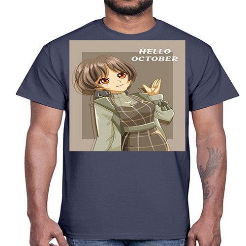 of beautiful girl in hello october 133#- anime- Cotton Tee