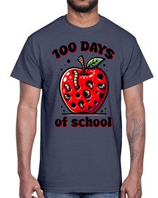one hundred Days of School Apple 572#- one hundred days- Cotton Tee