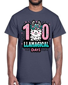 one hundred Llamagical Days 592#- one hundred days- Cotton Tee