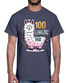 one hundredth Day of School Llama 599#- one hundred days- Cotton Tee