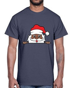peekaboo black santa 19#- black boys or men- Cotton Tee