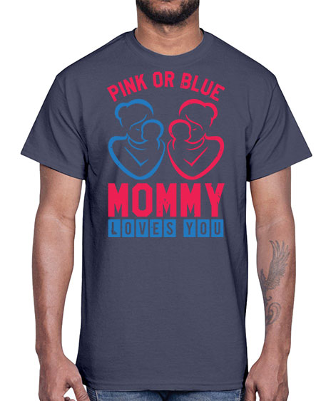 pink or blue Mommy Loves you Style 187#- baby shower- Cotton Tee