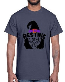 resting witch face 27#- witch- Cotton Tee