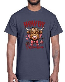 retro vintage howdy valentine bow 1016#- western- Cotton Tee