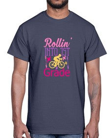 rollin into first grade 776#- first grade- Cotton Tee