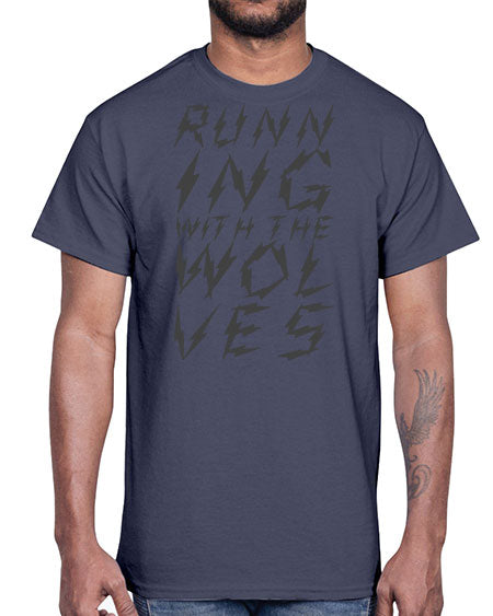running with the wolves- wolf- Cotton Tee