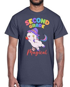 second Grade is Magical Unicorn 821#- second grade- Cotton Tee