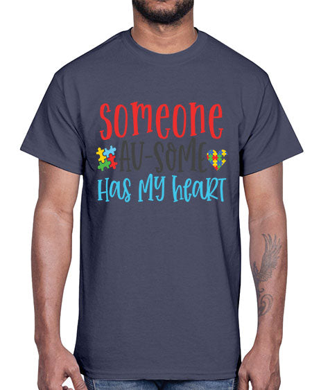 someone ausome has my heart Style 40#- autism- Cotton Tee
