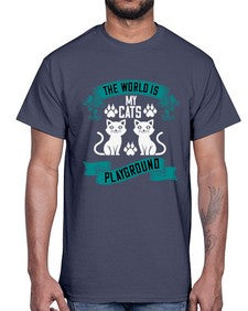the world is my cats playground Style 119#- cats- Cotton Tee