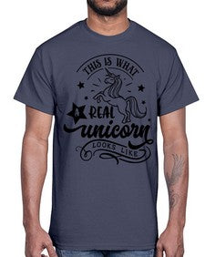 this is what a real unicorn black 436#- unicorn- Cotton Tee