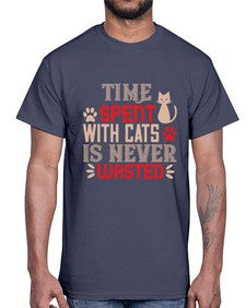time spend with cat is never wasted Style 121#- cats- Cotton Tee